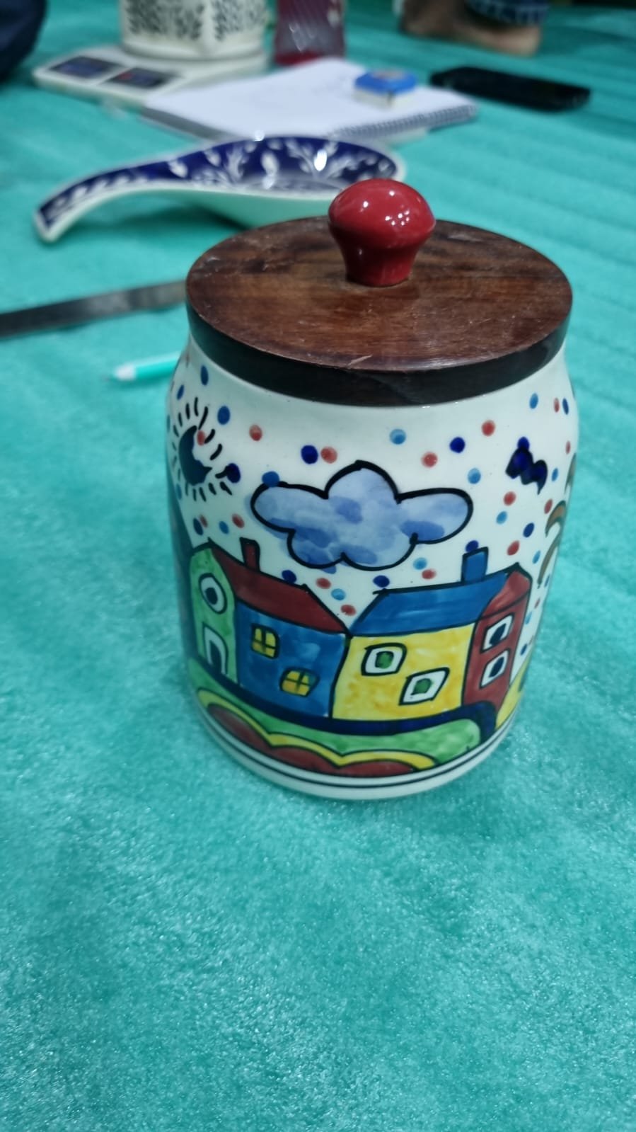 Hand-Painted Storage Jar