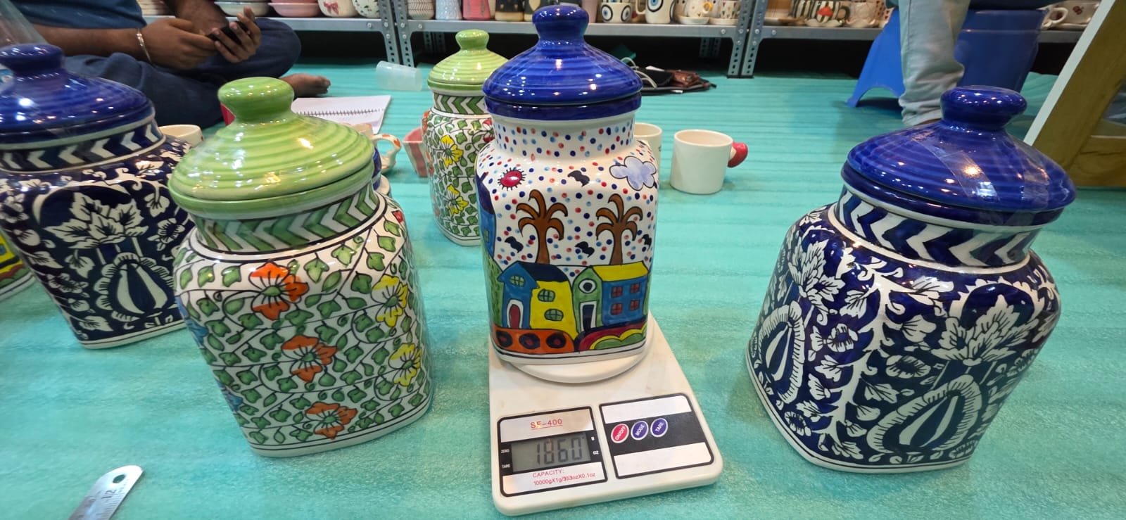 Artisan Hand-Painted Grand Square Ceramic Canister (2.5L)