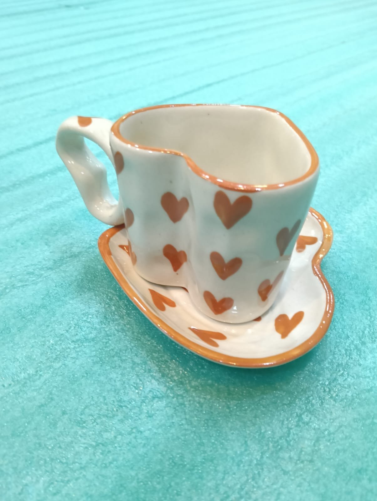 "Dil-Se" Sculptural Heart Cup & Matching Saucer Set