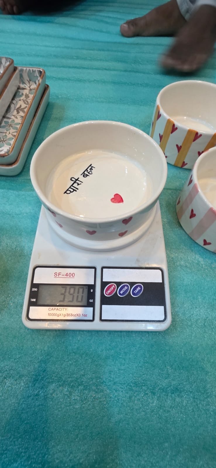 "Pyaar aur Patte" Hand-Painted Deep Ceramic Bowls (13cm)