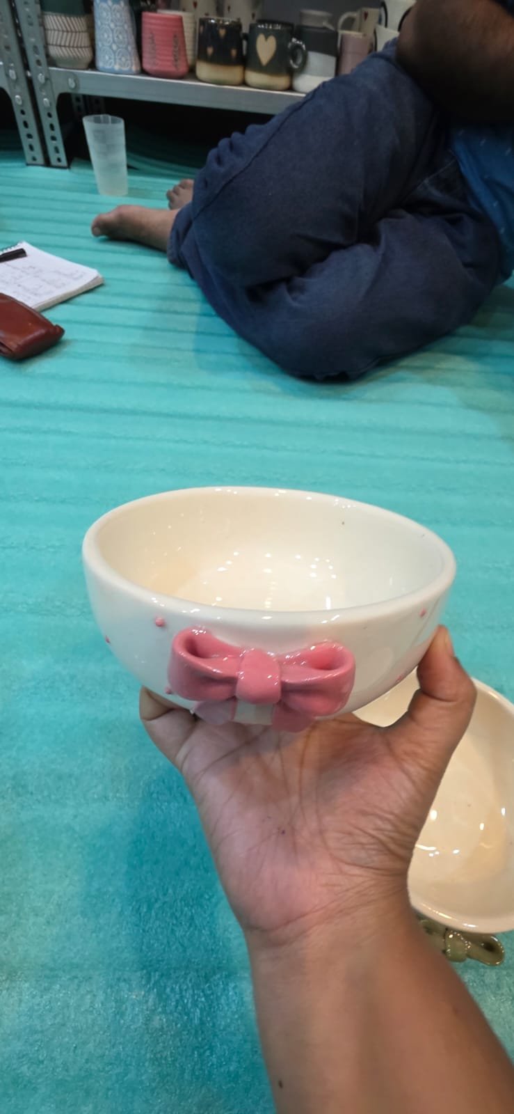 "Coquette Belle" 3D Bow Ceramic Dessert Bowls hover