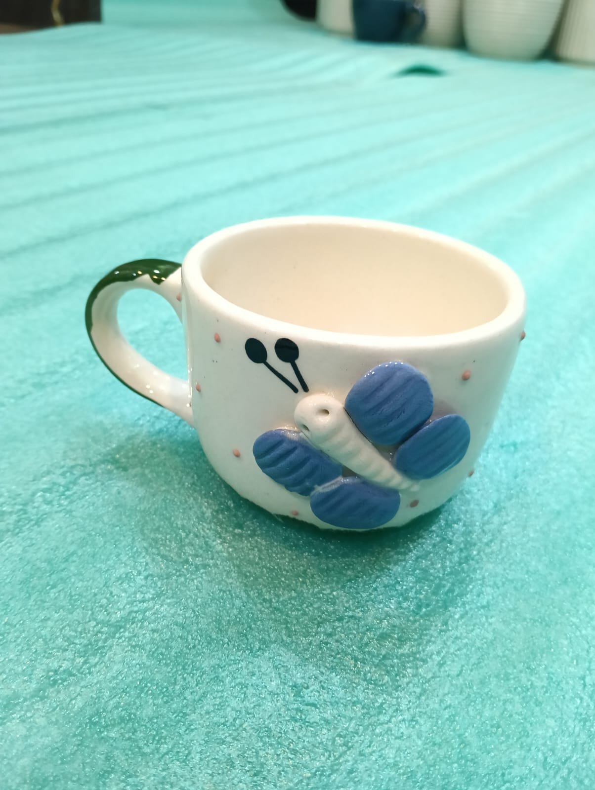 Embossed Azure Butterfly Artisan Cup