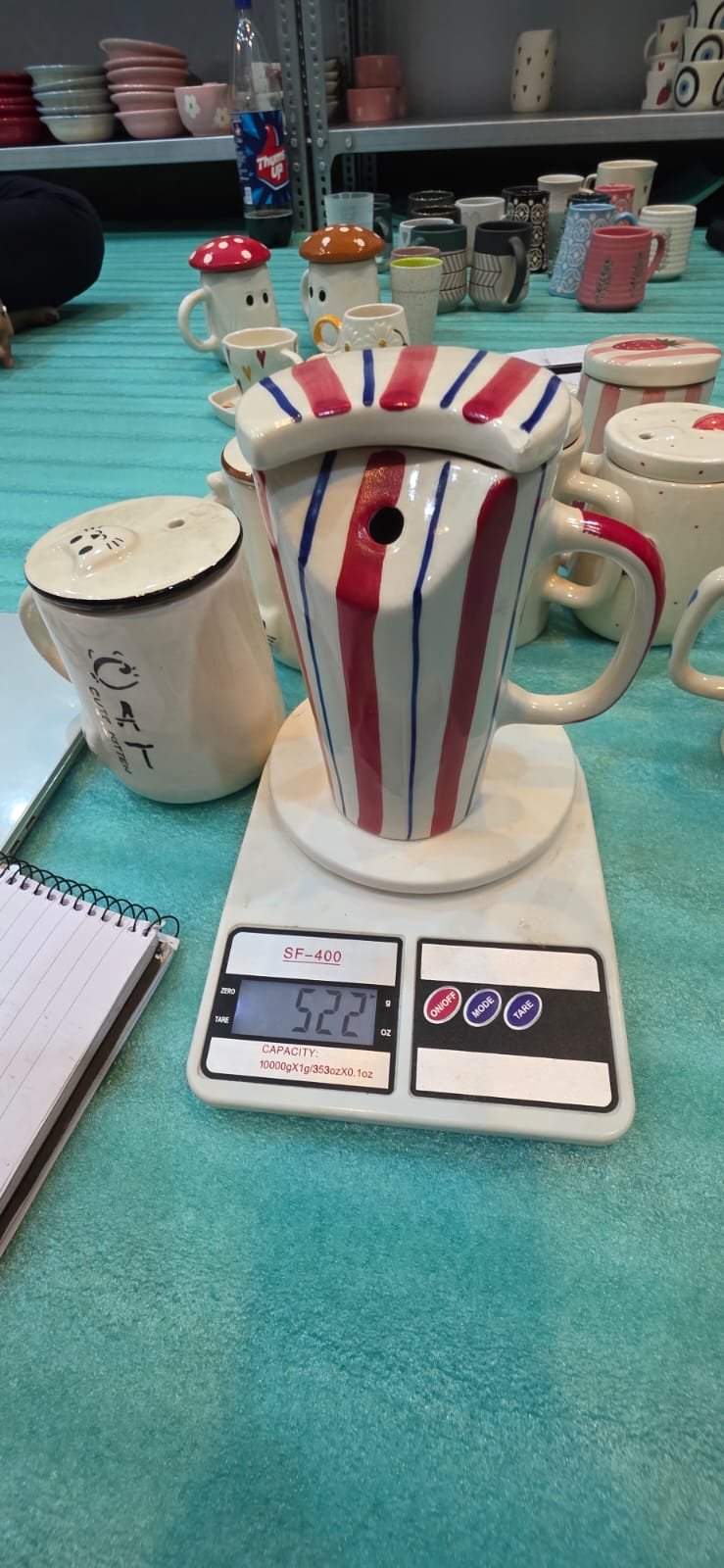 "Carnival Stripe" Tapered Ceramic Sipper Mug