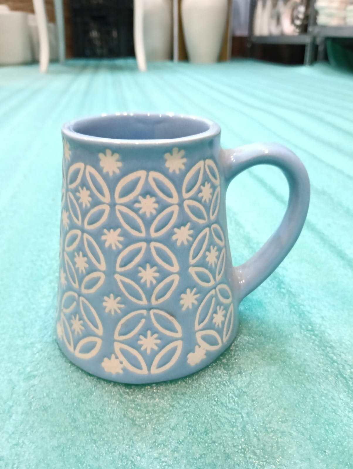 "Azure Lattice" Embossed Studio Mug