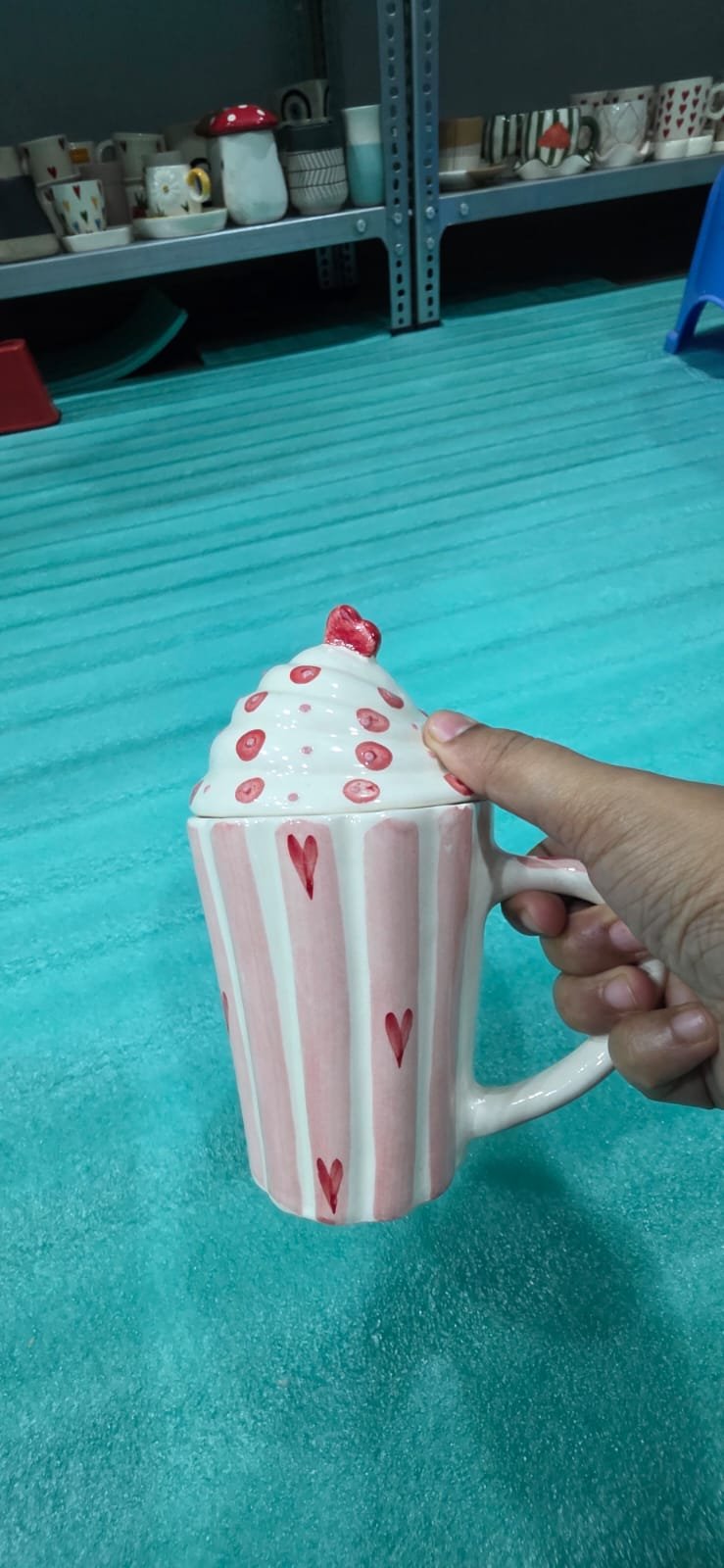 "Cupcake Swirl" Lidded Ceramic Mug