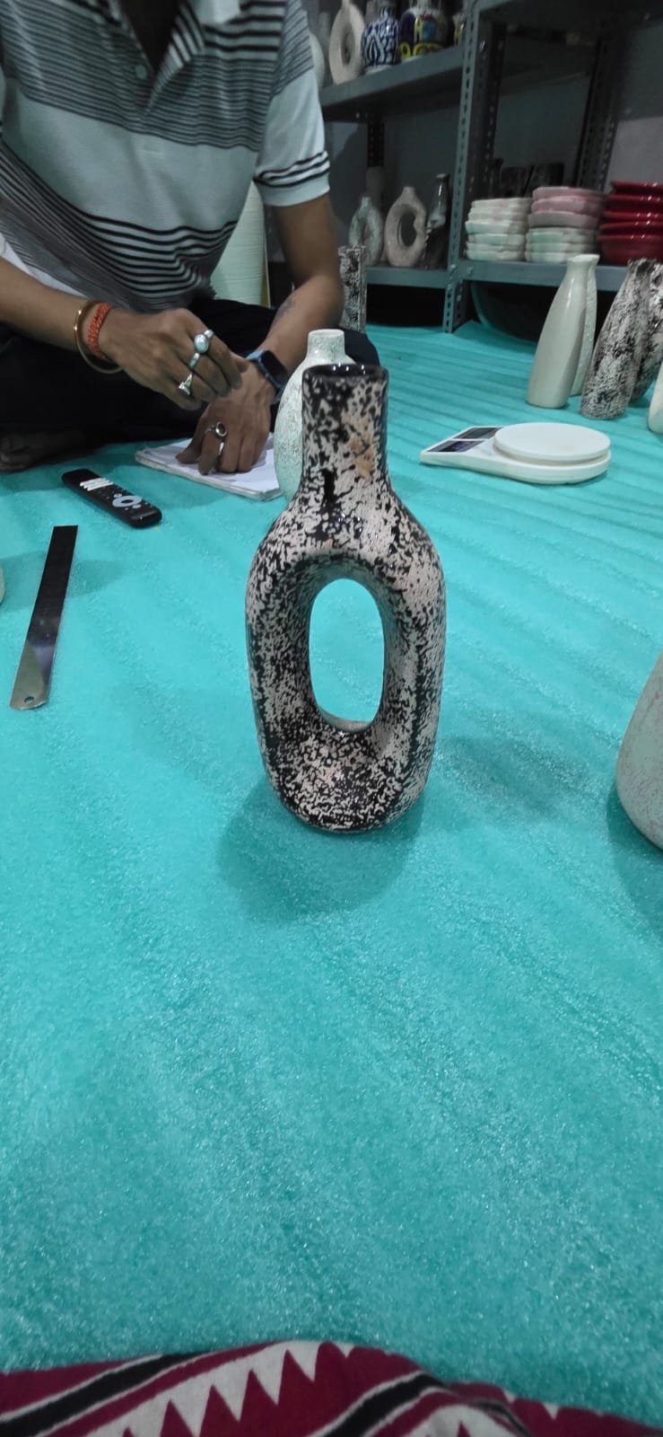 "Fenestra" Oval Loop Ceramic Statement Vase hover