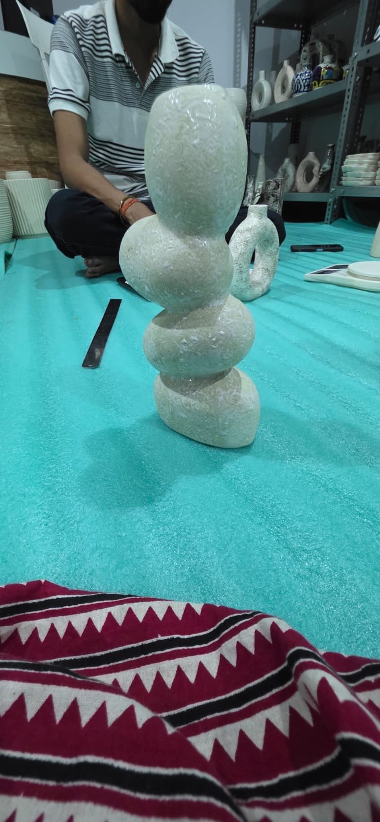 "Kumano" Stacked Pebble Ceramic Statement Vase