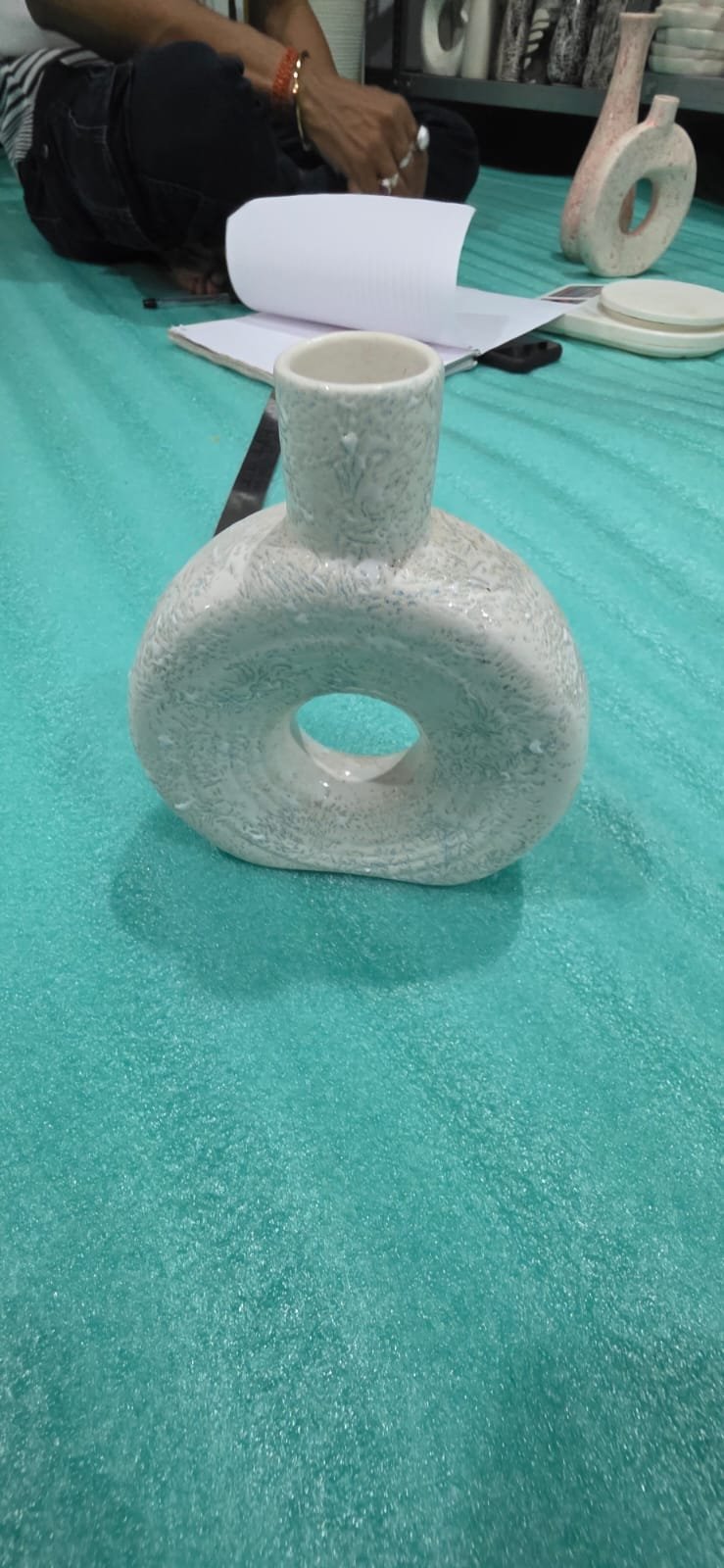 "Glacie" Frosted Donut Ceramic Vase