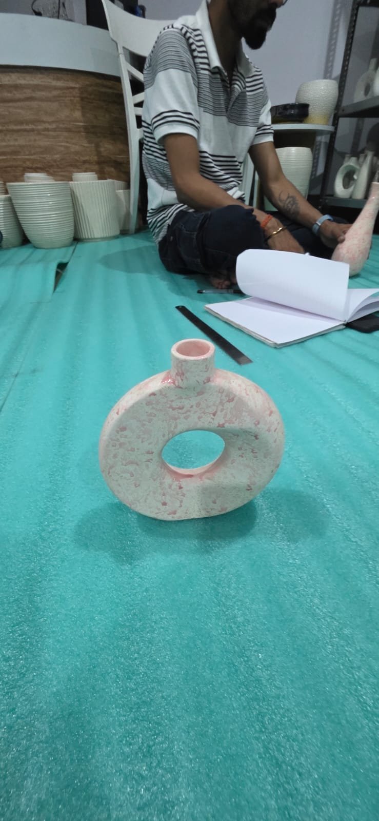 "Blush" Minimalist Donut Ceramic Vase