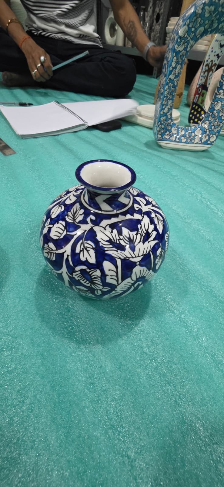 "Matika" Hand-Painted Spherical Ceramic Vase