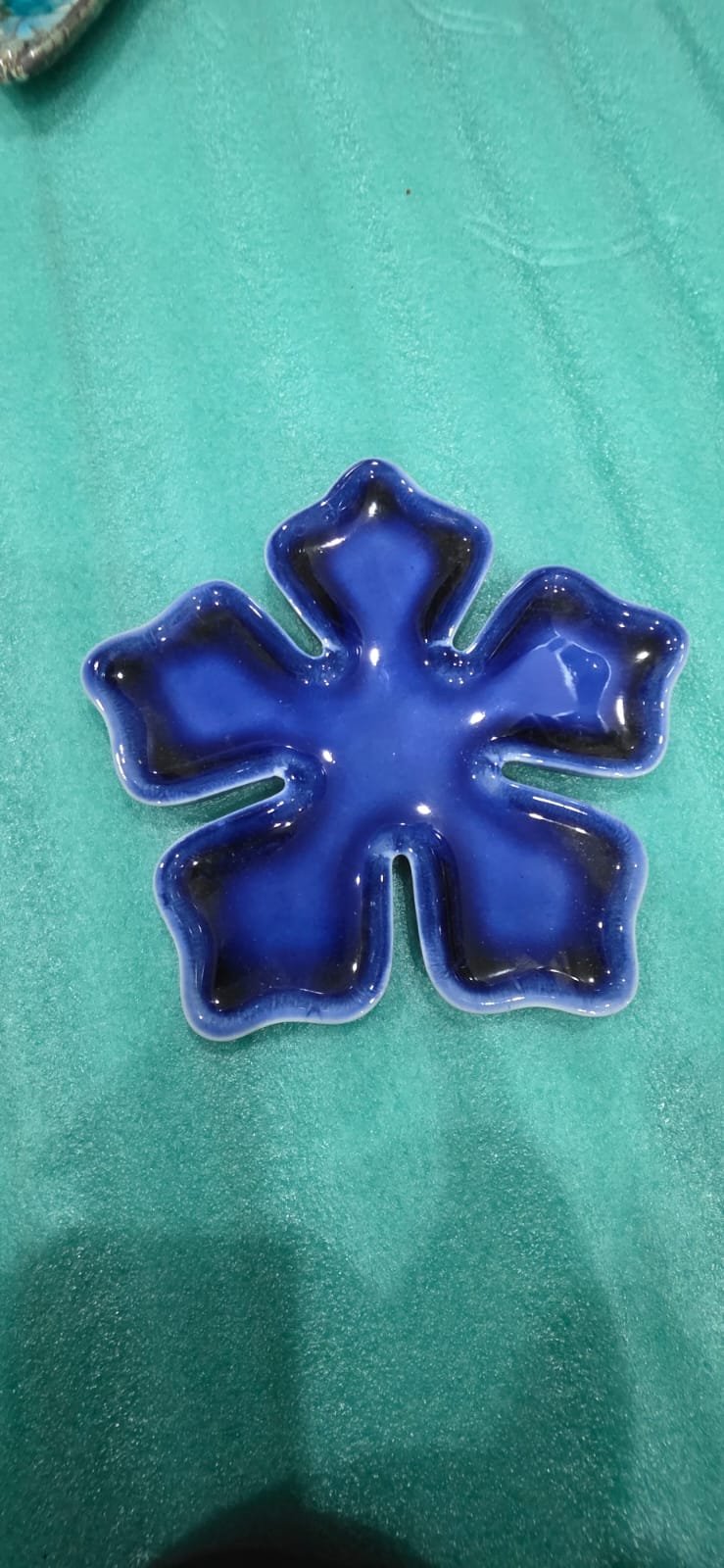 Cobalt Blossom" Sculptural Ceramic Appetizer Plate