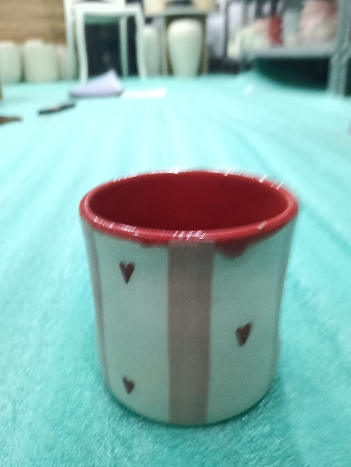 "Crimson Stripe" Artisan Keepsake Mug