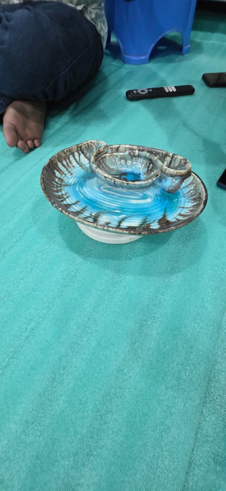 "Whirlpool" Ceramic Chips & Dip Platter