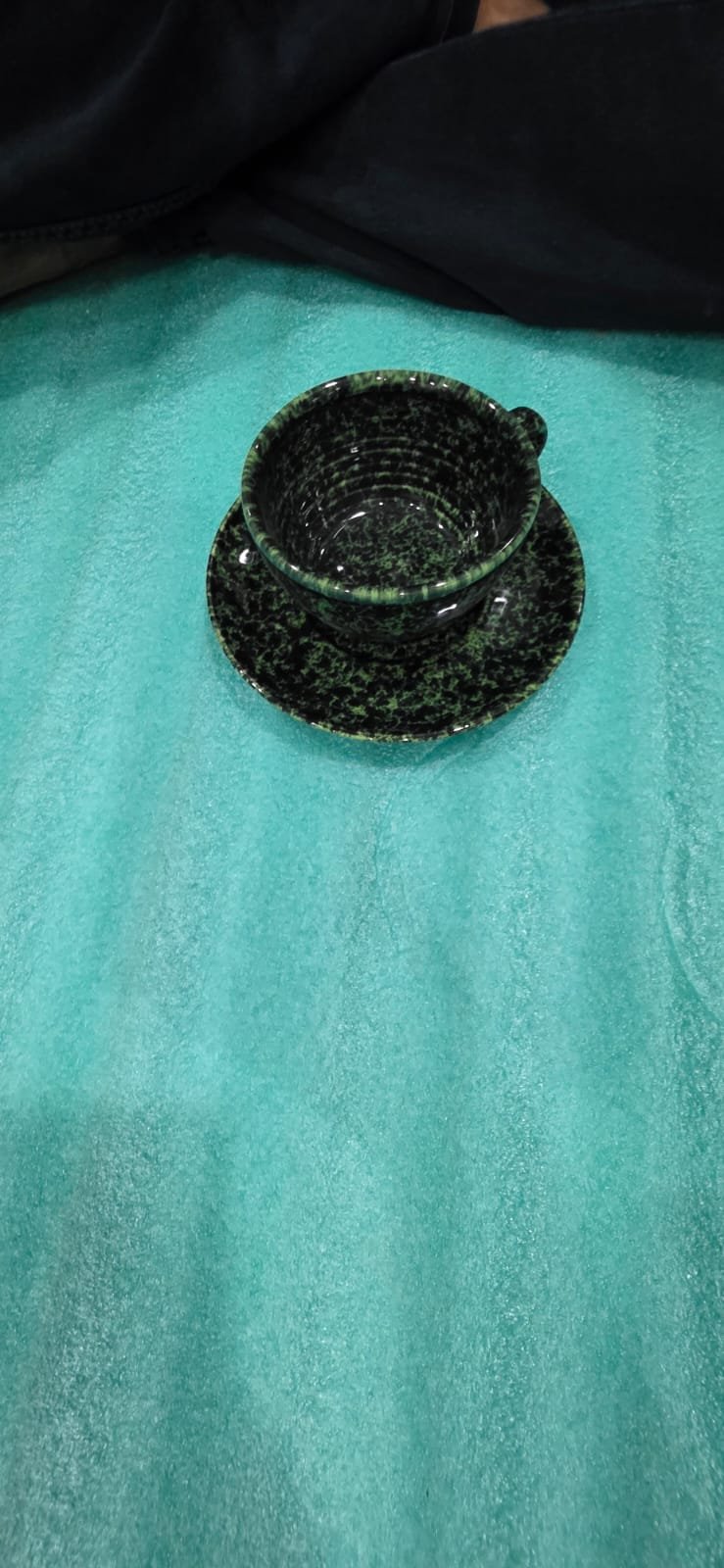 "Midnight Forest" Speckled Teacup & Saucer Set