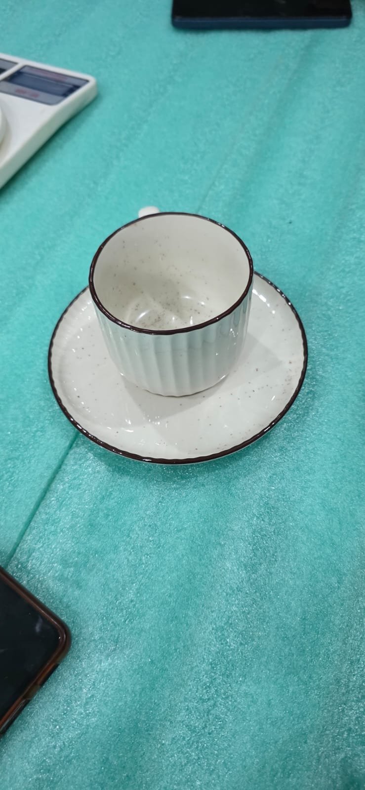 "Ivory Fleck" Fluted Teacup & Saucer Set