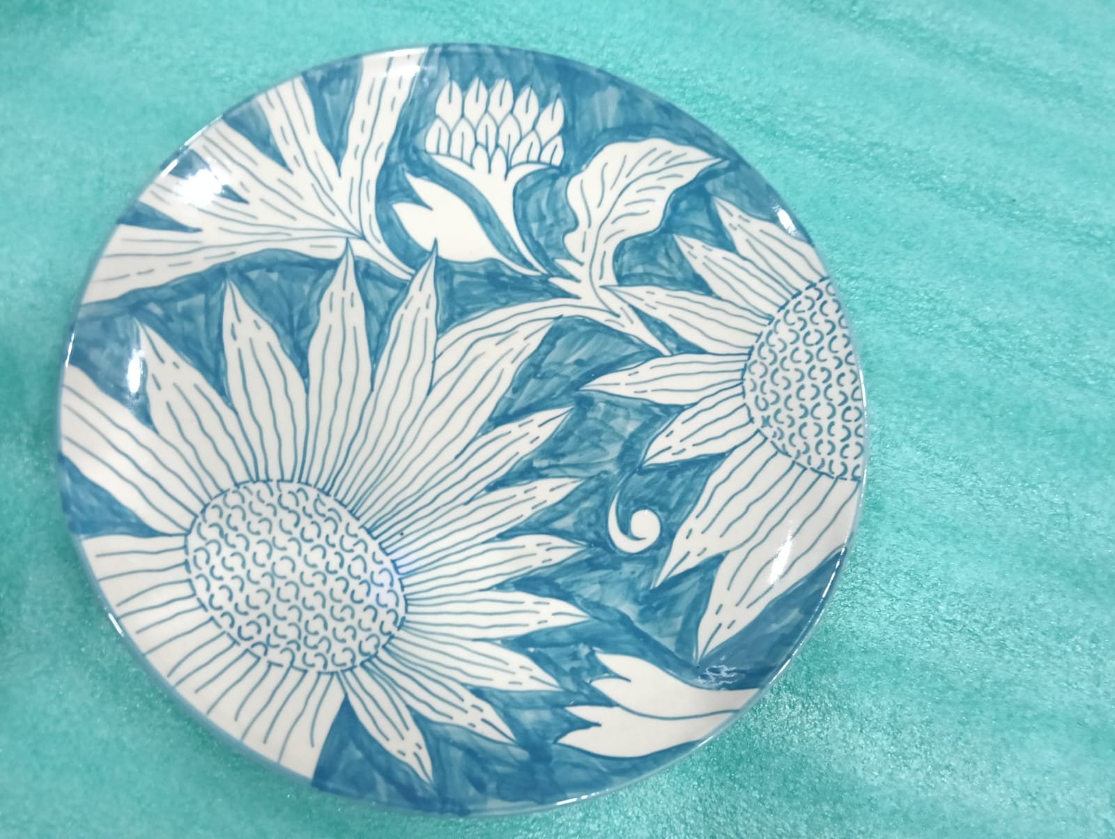 "Azure Bloom" Artisan Side Plate