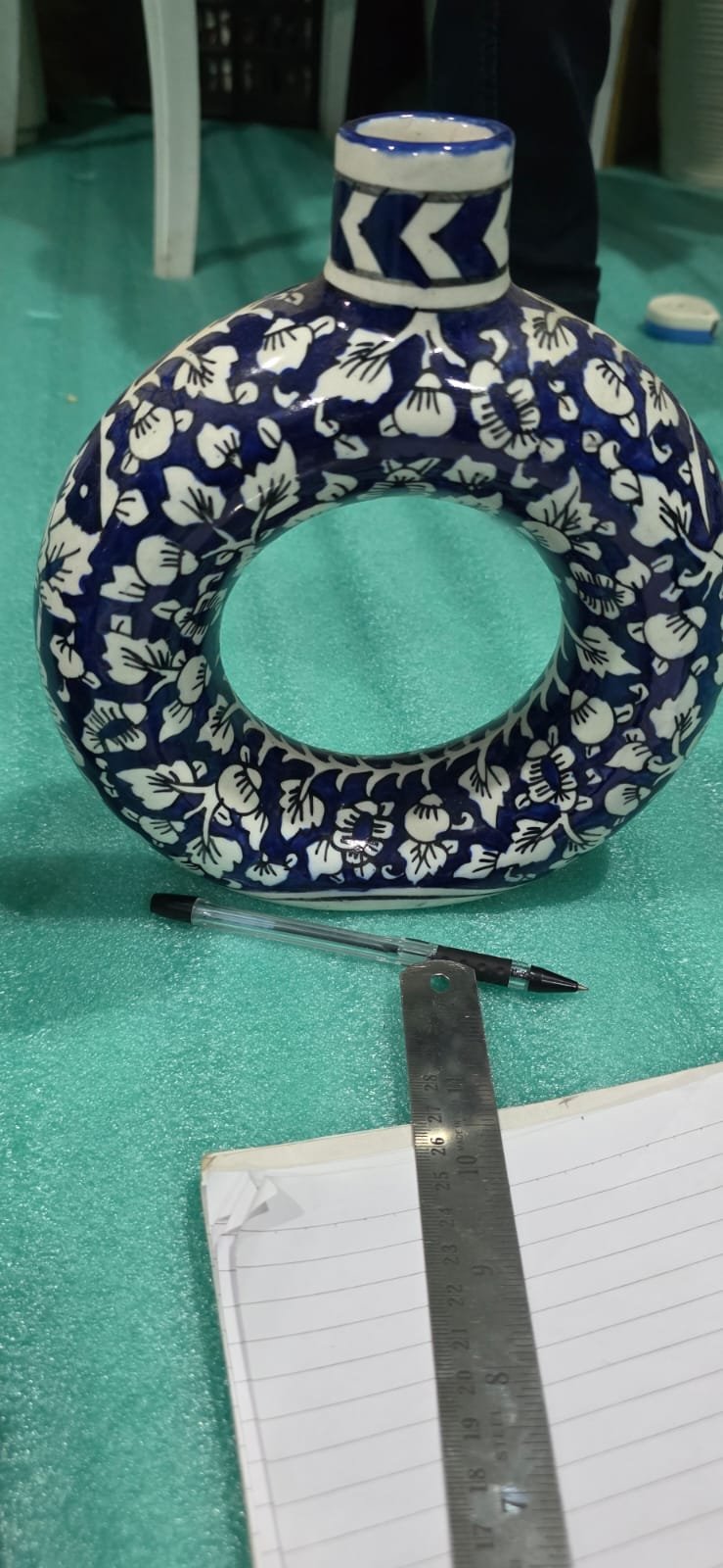 "Arcadia" Indigo Heritage Ceramic Donut Vase