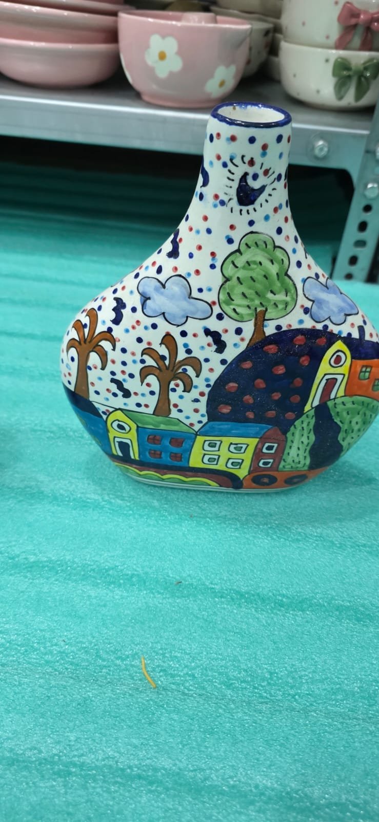 "Ovia" Flat Teardrop Ceramic Vase