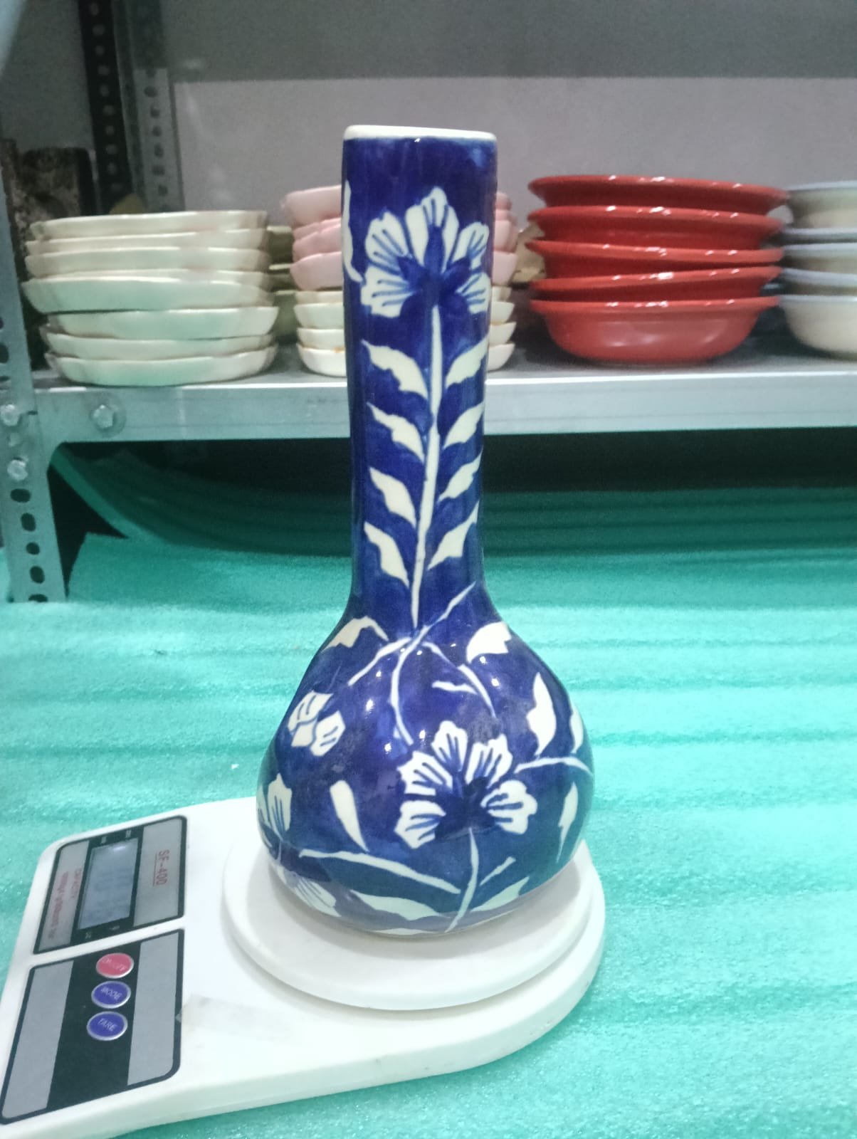 Cobalt Floral Artisan Bud Vase