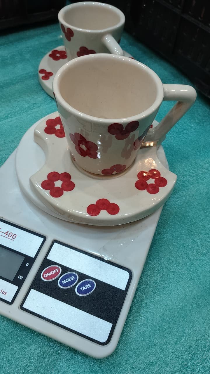 "Scarlet Bloom" Artisan Cup & Saucer Set