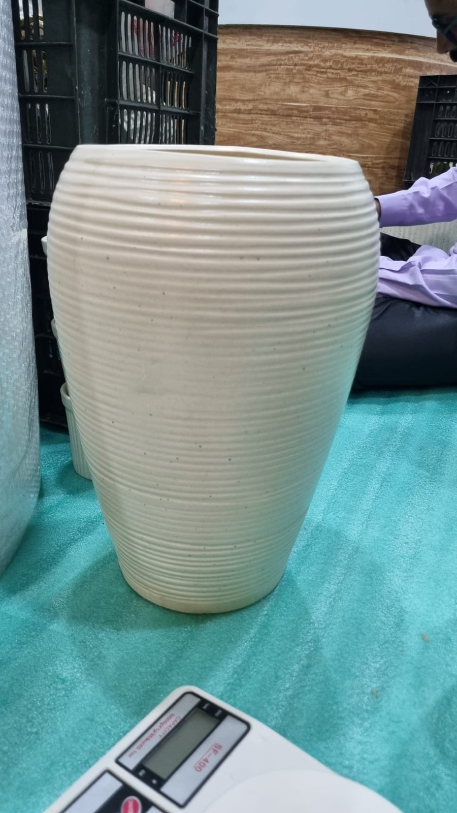 "Earthy Ribbed" Tall Floor Vase