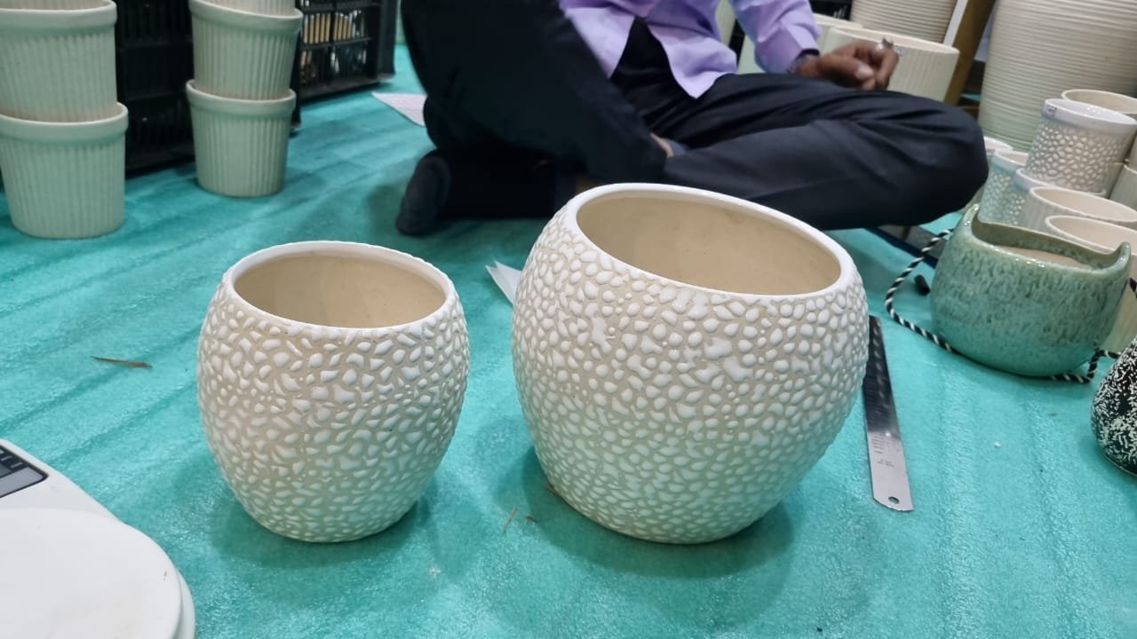 "Pebbled Texture" Stoneware Planter Duo hover