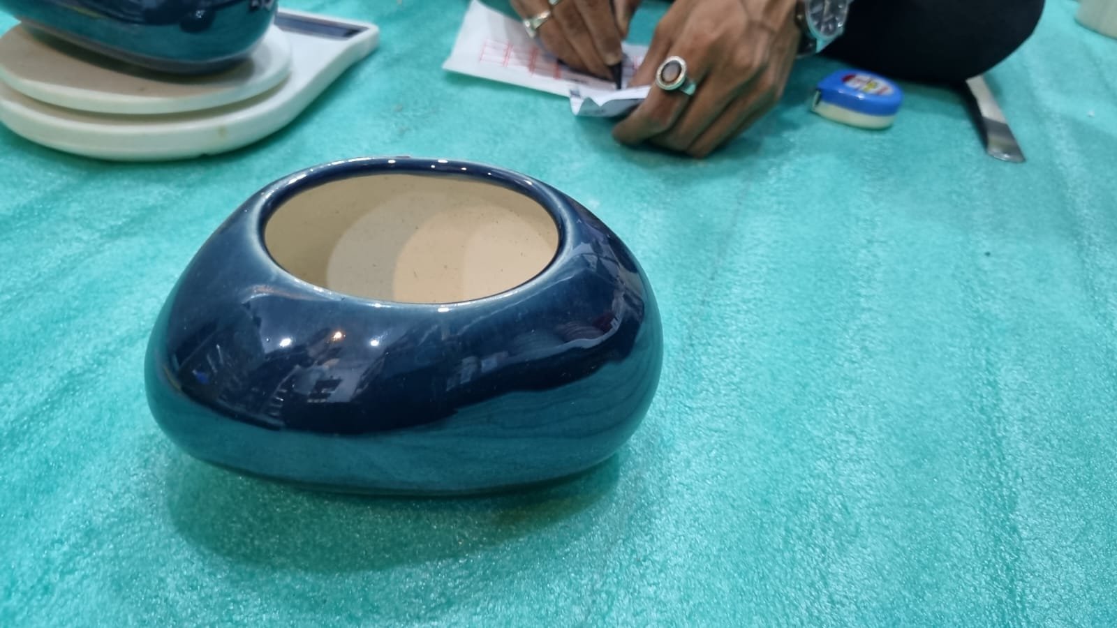 "Midnight Pebble" Stoneware Planter