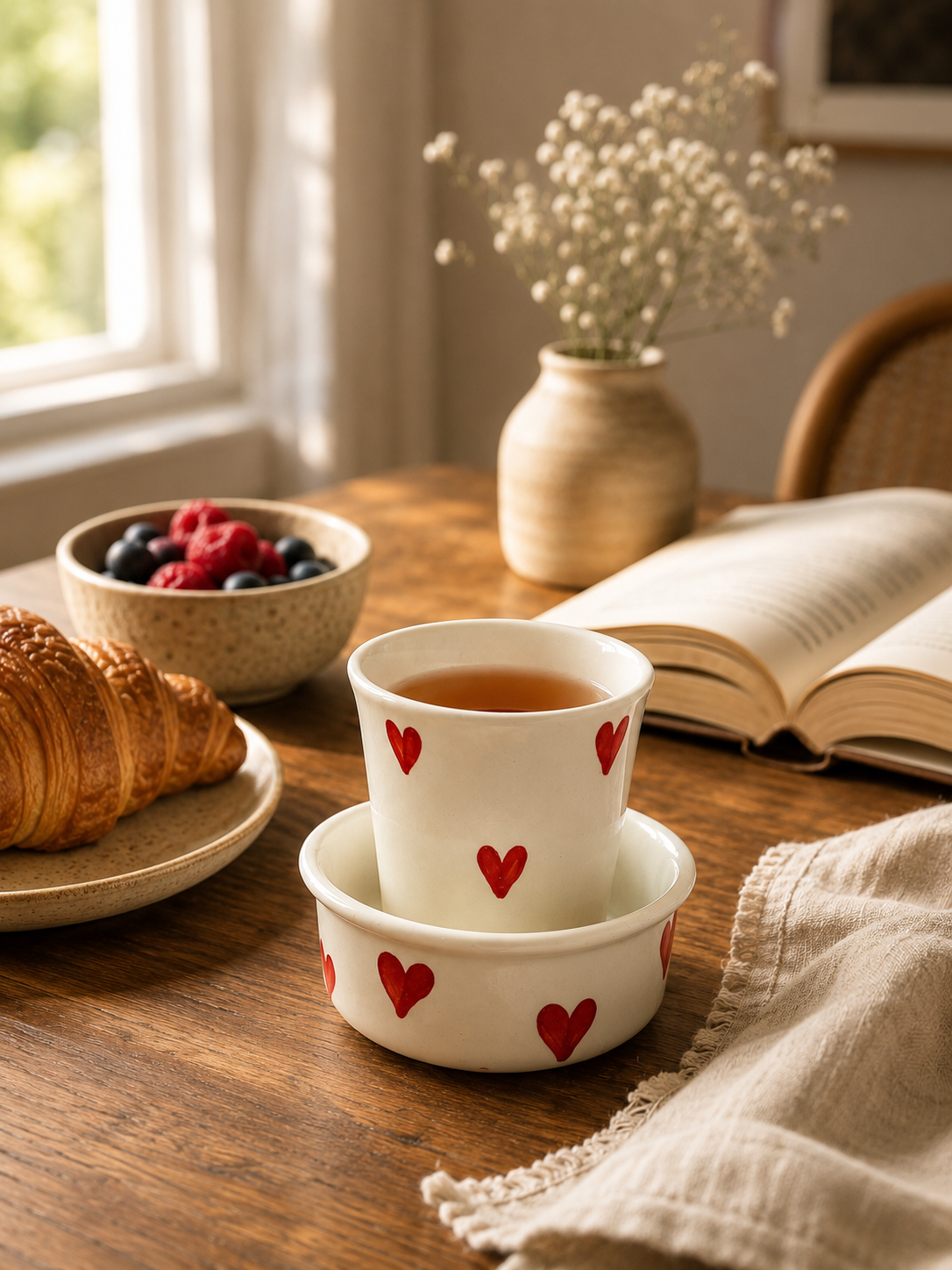 "Dil-Se" Hand-Painted Ceramic Cup & Deep Saucer Set
